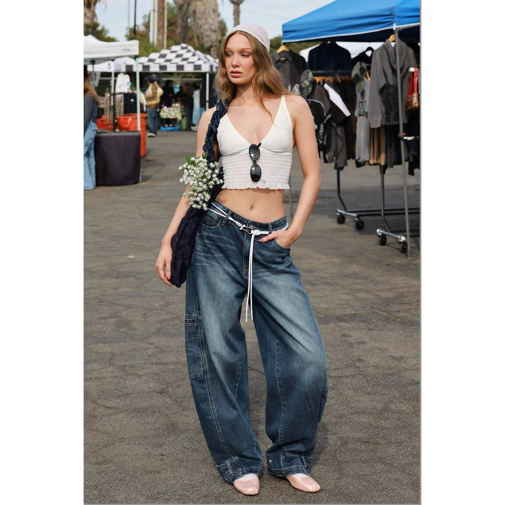 VBRT Barrel Baggy Y2K Jeans with Draw String Size 1/24 NWT